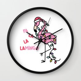 Christmas Flamingo Wall Clock