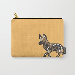 8-bit African Wild Dog Carry-All Pouch | Wilddog, Dogs, Endangered, Wolf, Painteddog, Painting, Endangeredspecies, Pixelart, Digital, Illustration 