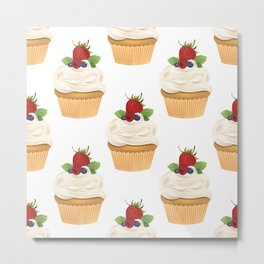 Red Fruit Cupcake Metal Print | Red, Pop Art, Yummy, Food, Cream, Cupcakepattern, Fruitcake, Pattern, Kinky, Strawberry 