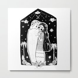 The kiss Metal Print | Black and White, People, Space, Pop Art 