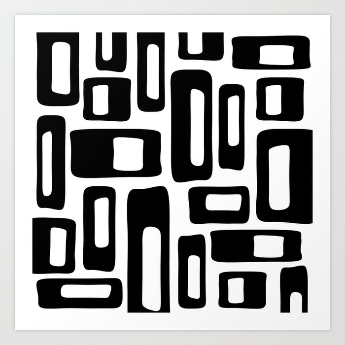 Retro Mid Century Modern Abstract Pattern 336 Black And White Art