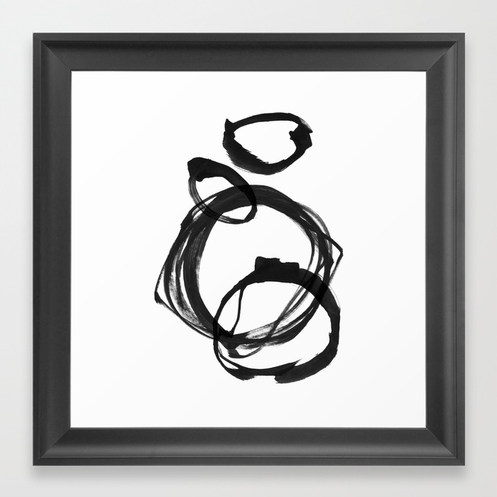 Black Ink Geometric Abstract Painting Rings 3 Framed Art Print By Mininst Society6