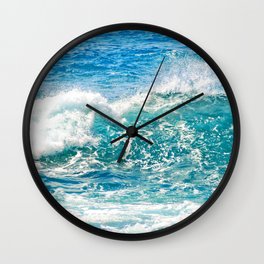 Kashmir Blue Sapphire Wall Clock | Ocean, Tropical, Seascapes, Kashmir Blue, Splash, Summer, Maui, Hawaiianislands, Beach, Beachbliss 