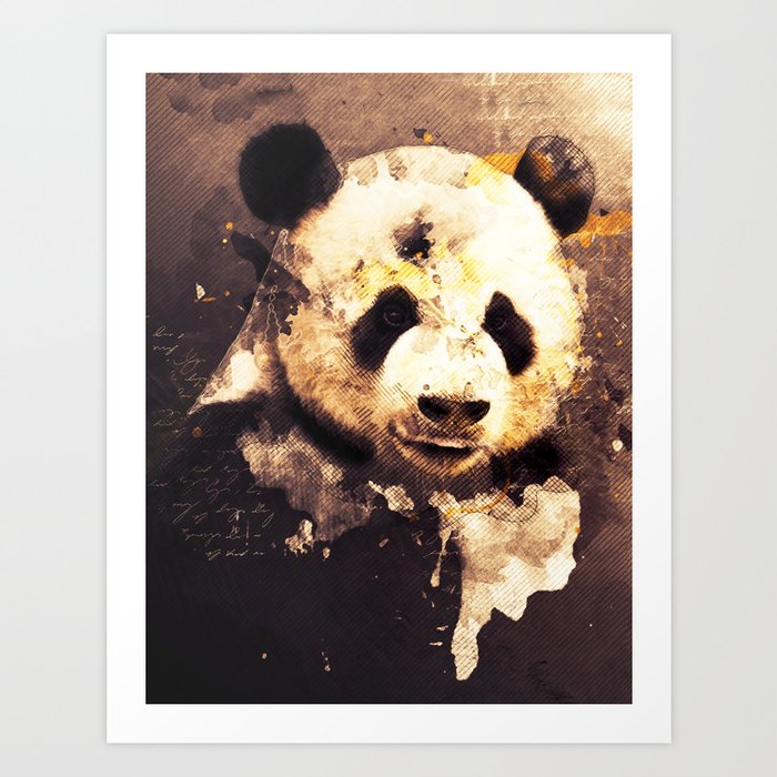 Panda Painting Abstract Art Bears Black And White Animals