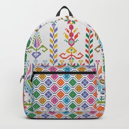 Spring Again - Palestinian Tatreez - Decoelian Backpack | Jordanjordanian, Tatreez, Ukranian, Palestinian, Graphicdesign, Digital, Pattern, Crossstitch, Ukrain, Palestine 