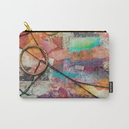 Shedding Skin Collage Carry-All Pouch | Wood, Collage, Pattern, Abstract, 3D, Rainbow, Hardware, Acrylic, Yarn, Metal 
