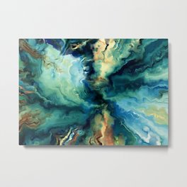 Marbled Ocean Abstract, Navy, Blue, Teal, Green Metal Print | Graphicdesign, Navy, Curated, Boho, Cool, Bedroom, Marble, Colourful, Blue, Beach 