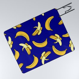 Banana Background Pattern Design Blue Picnic Blanket