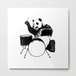 Panda Drums Metal Print | Show, Kit, Drawing, White, Cute, Rock, Wildlife, Drumkit, Drums, Panda 