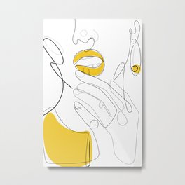 Bold Mustard Lip Metal Print | Beauty, Mustard, Yellow, Explicit Design, Boldmustardlip, Curated, Hand, Accessories, Lines, Female 