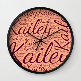 Kailey Wall Clock | Wordcloudpositive, Femalekailey, Womanbabygirl, Colorsfirstname, Horizontalmaroon, Vidddiepublyshd, Birthdaypopular, Graphicdesign 
