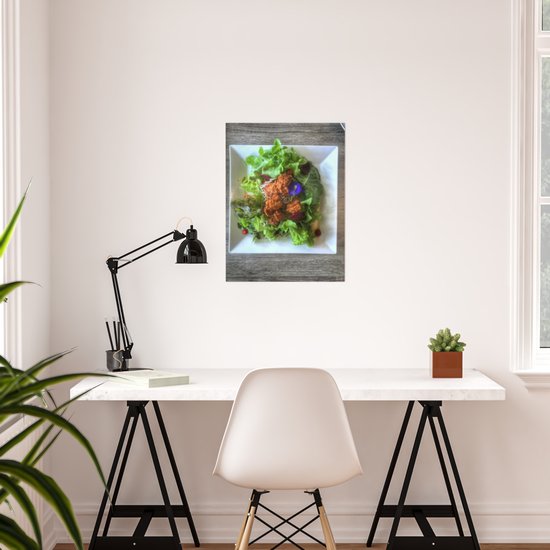 Top View Shot Photography Of Organic Chicken Karaage Salad With Japanese Dressing And Soba Noodle Poster By Fogsj Society6