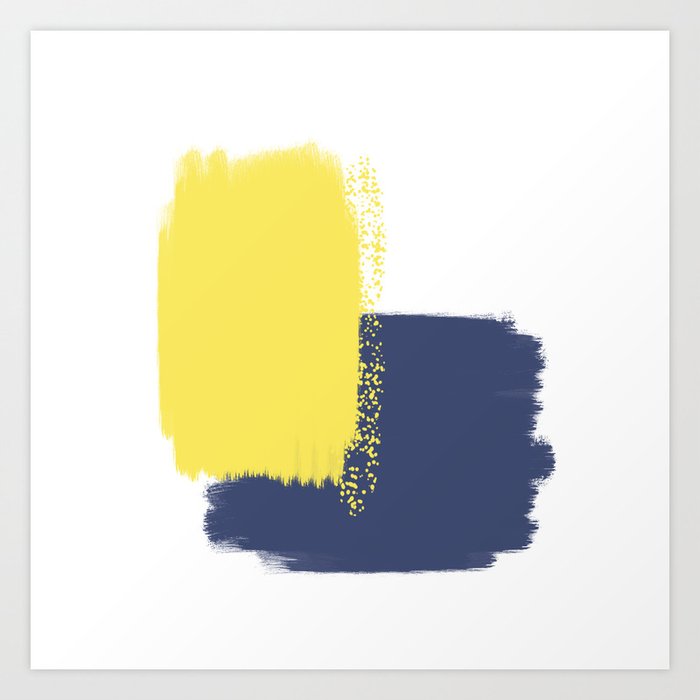 Calm Happy Abstract Painting Yellow Blue Art Print By