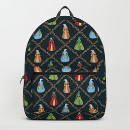 Tudor Birds Backpack | Costume, Hummingbird, Pattern, Peacock, Birdlover, Renaissance, Handpainted, Mockingbird, Goose, Birds 
