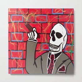 All About My Business Metal Print | Red, Money, Skull, Wallstreet, Cigar, Painting 