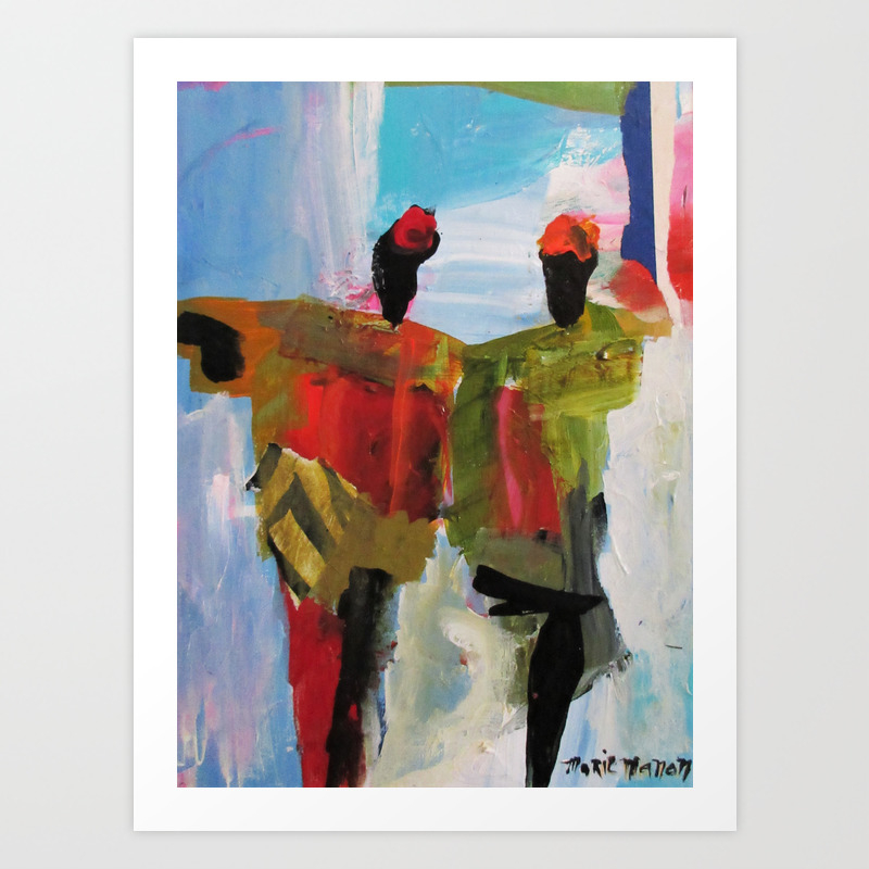 People Figure The World Abstract Art Contemporary Blue Red Green