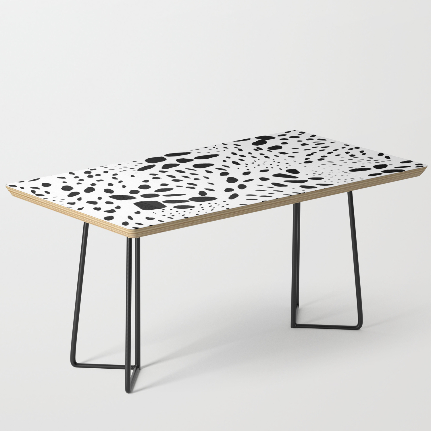 Modern Abstract Hand Painted Black Polka Dots Pattern Coffee Table