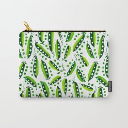 tumbling peas ... Carry-All Pouch | Gouache, Whitebackground, Toss, Peas, Vegatable, Repeatpattern, Kitchen, Kitchengarden, Painting, Green 