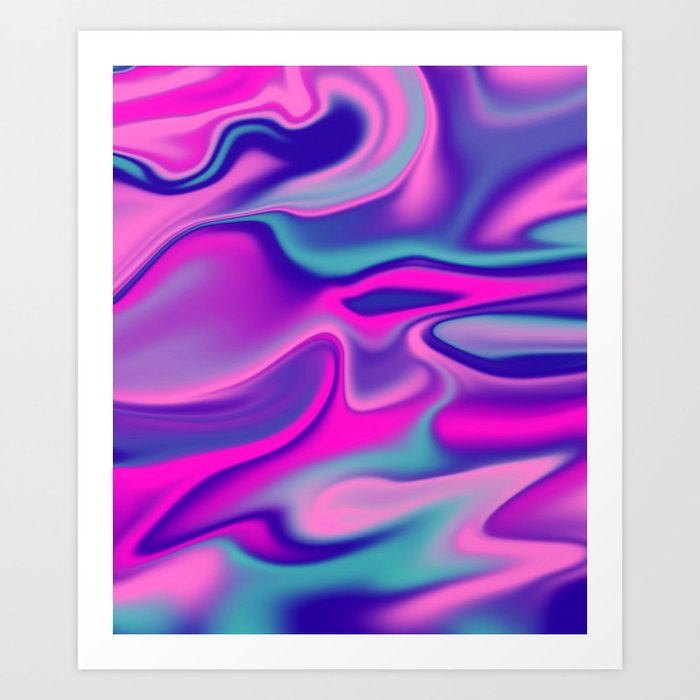 Liquid Bold Vibrant Colorful Abstract Paint In Blue Pink And Purple Art Print By Peladesign Society6