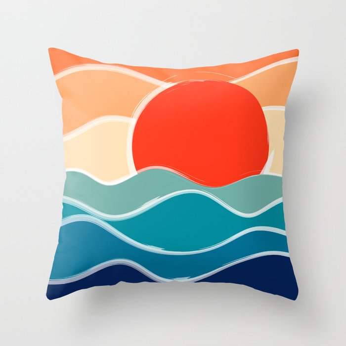 Color Palette Mid-Century Minimalist Nature Throw Pillow