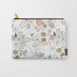 Elegant abstract coral pastel blue modern rustic floral Carry-All Pouch | Elegant, Flowers, Pastelblue, Curated, Painting, Abstractflowers, Abstract, Abstractfloral, Rustic, Girly 