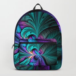 The Heart of the Matter Backpack | Black, Purple, Bunnyclarke, Digital, Green, Fractal, Graphicdesign, Blue, Yellow, Abstract 