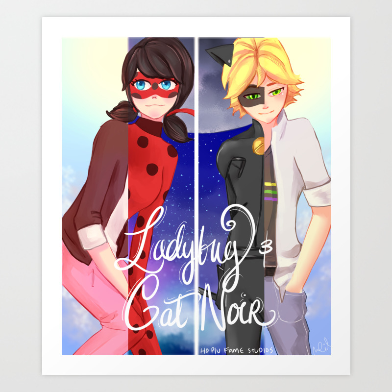 Miraculous Ladybug And Cat Noir Art Print By Hopiufamestudios