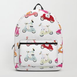 Girls on Scooter Pattern Backpack | Travel, Fun, Scooter, Girl, Fashion, Transport, Friends, Repeatpattern, Helmet, Adventure 