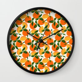 Oranges and Lemons Wall Clock | Curated, Nature, Refreshing, Orange, Citrus, Lemon, Fruit, Illustration, Juice, Kitchen 