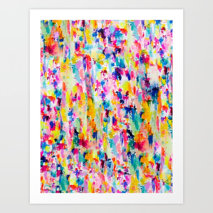 Bright Colorful Abstract Painting In Neons And Pastels Art Print