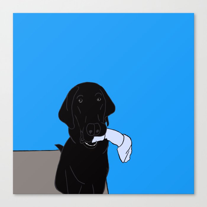 Black Lab With A Bone Canvas Print | Drawing, Digital, Black-lab, Labrador, Black-labrador, Dog, Gifts, Happy-dog, Labrador-retriever, Retriever