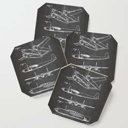 Hughes Lockheed Airplane Patent - Hughes Aviation Art - Black Chalkboard Coaster