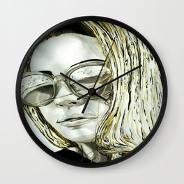 BLACK WHITE AND A LITTLE GOLD COLLECTION Wall Clock | Heart, Peaceful, Movement, Hidden, Ink, Acrylic, Fear, Citylife, Painting, Love 