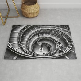 Sublime Spiral Staircase, Vatican, Rome, Italy black and white photograph Rug | Geometry, Dome, Architecture, Marble, Renaissance, Michelangelo, Gothic, Europe, Photographs, Spiral 