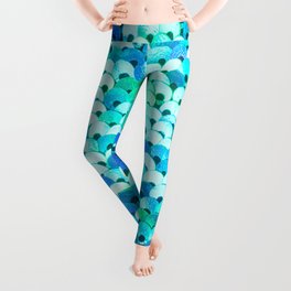 Sparkly Aqua, Blue, Mermaid Simulated Sequin  Leggings