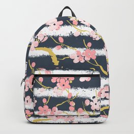 peach blossom Backpack | Traditional, Oriental, Japanese, Tree, Plumblossom, Chinoiserie, Kawaii, Pattern, Drawing, Digital 