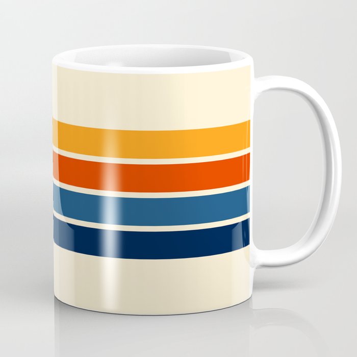 Classic Retro Stripes Kaffeebecher | Graphic-design, Retro, Vintage, 60s, 70s, Klassisch, Minimal, Geometrisch, Muster, Digital