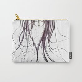 Moon Carry-All Pouch | Metal, Dark, Graphite, Luna, Drawing, Black, Lupo, Sadness, Wolf, Nero 