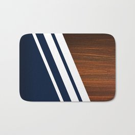 Wooden Navy Badematte | Stripes, Oak, Blue, Striped, Graphic Design, Retro, White, Marine, Digital, Navy 