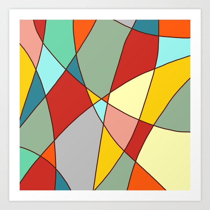Classic Colorful Abstract Geometric Bauhaus Shape Style Retro