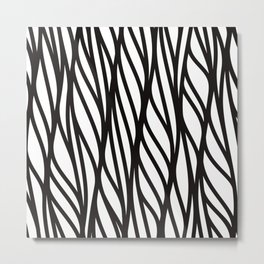 Modern black white abstract geometrical swirls Metal Print