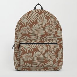 Palm Leaves Delight | brown & light brown | Backpack | Colorfulnature, Modern, Brown, Lightbrown, Tropical Foliage, Leaves, Collage, Neutral, Digitalpattern, Vectorshapes 