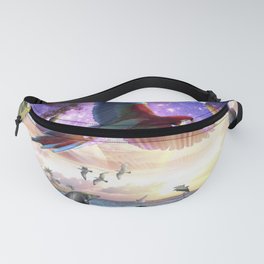 Dolphin And Parrot Ocean Animal Space Scene Fanny Pack