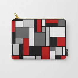Mid Century Modern Color Blocks in Red, Gray, Black and White Carry-All Pouch