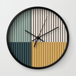 Color Block Line Abstract VIII Wall Clock | Minimalist, Pattern, Mid Century Modern, Line, Yellow, Minimal, Vintage, Geometric, Stripes, Boho 