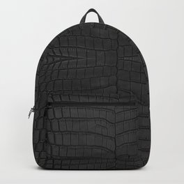 Black Crocodile Leather Print Backpack | Reptiles, Pattern, Texture, Wildlife, Alligator, Digital, Black And White, Blackwhite, Loolyelzayat, Gator 
