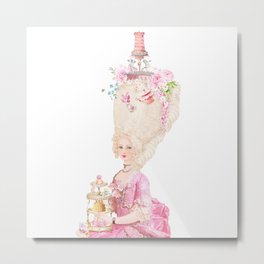 Marie Antoinette Rococo High Tea Metal Print | Teaparty, French, Letthemeatcake, Vintage, Hairstyling, Pink, Rococo, Watercolor, Graphicdesign, Digital 
