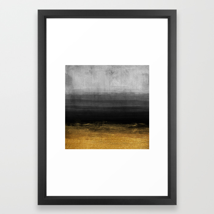 Black And Gold Grunge Stripes On Modern Grey Concrete Abstract