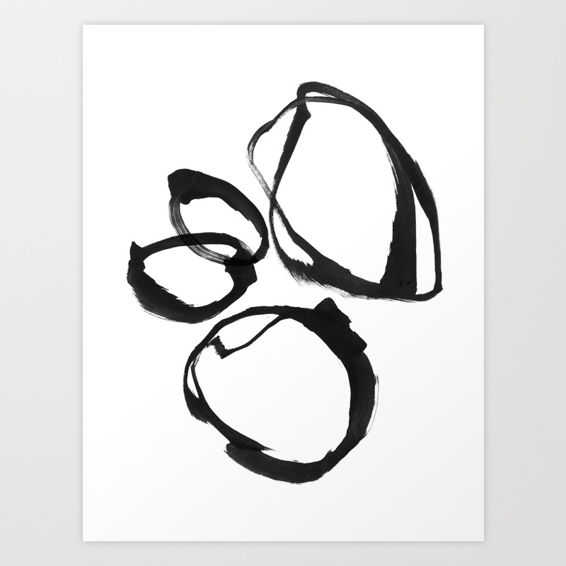 Minimalist Abstract Black Ink Painting Rings 2 Art Print By
