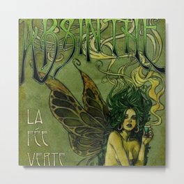 Vintage Parisian Green Fairy Absinthe Alcoholic Aperitif Advertisement Poster Metal Print | Advertisement, Kitchen, Alcoholic, Advertising, Alcohol, Spirits, Curated, Paris, French, Absinthe 